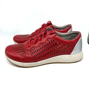 Dansko Charlie Red Leather Low Cut Fashion Sneaker Womens Size EU41 US 10
